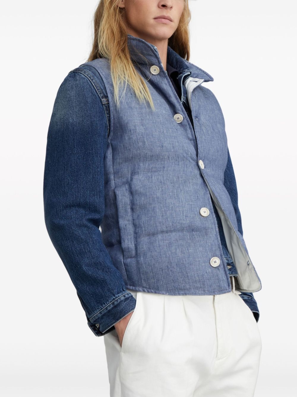 padded linen gilet - 3
