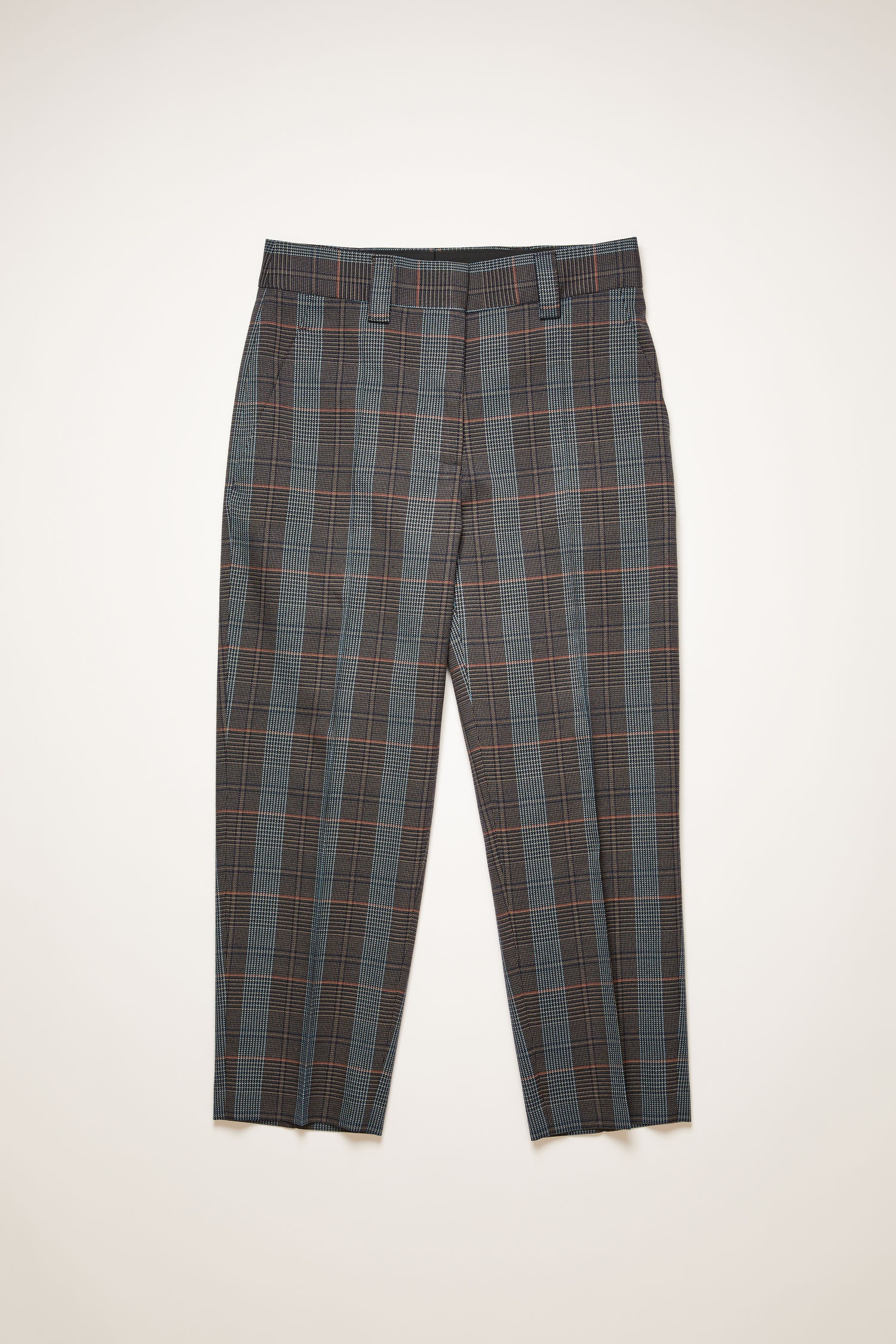 Tapered checked trousers blue/orange - 1