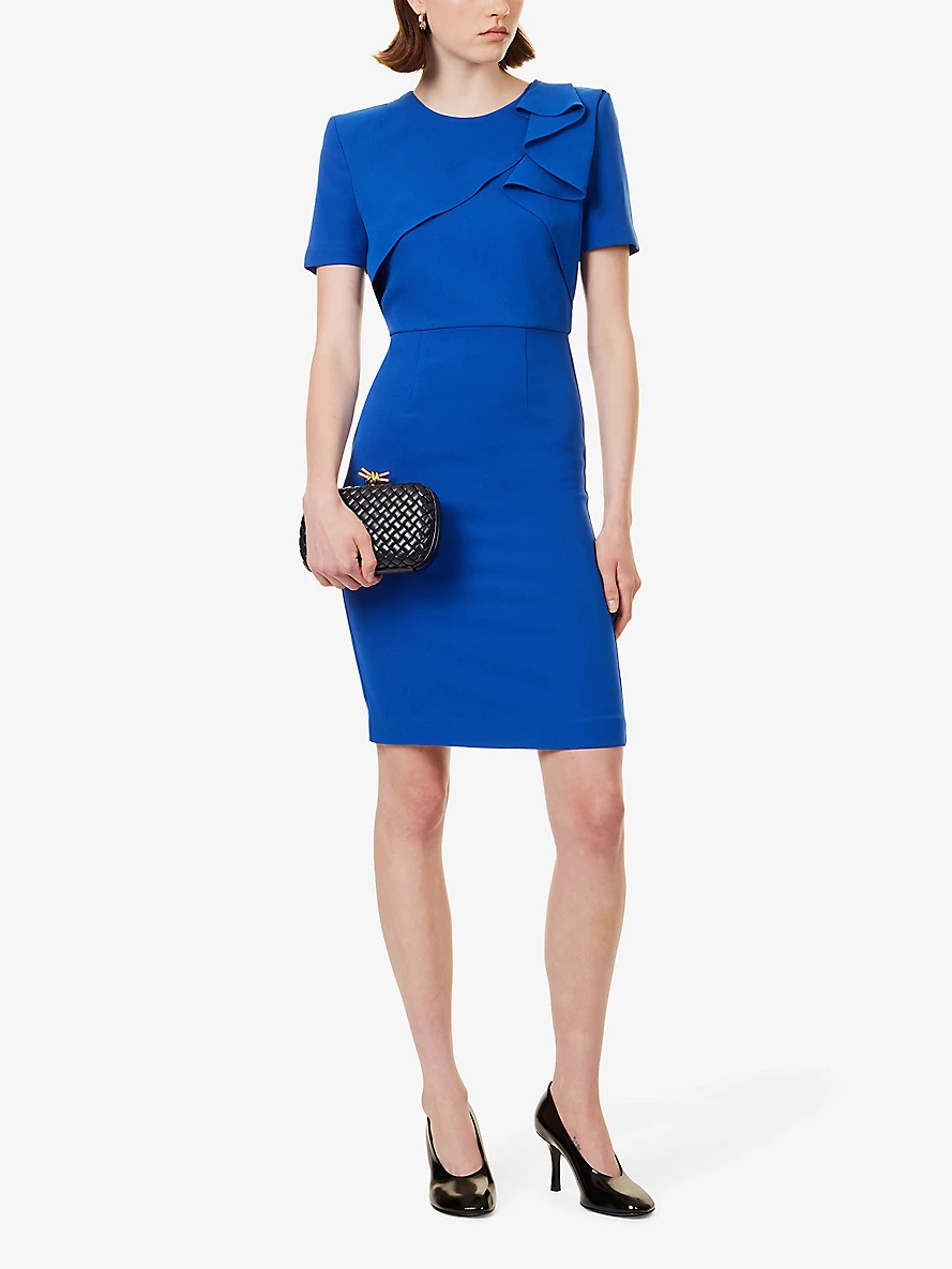 Slim-fit round-neck woven midi dress - 2