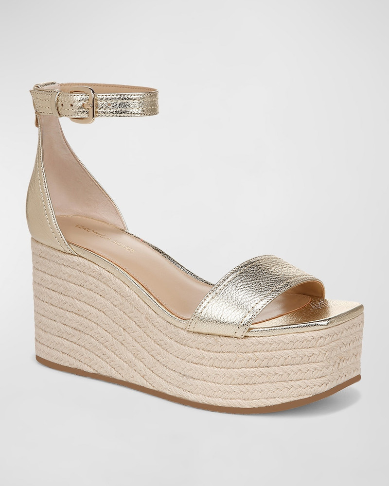 VERONICA BEARD Gianna Metallic Ankle-Strap Platform Espadrilles outlook