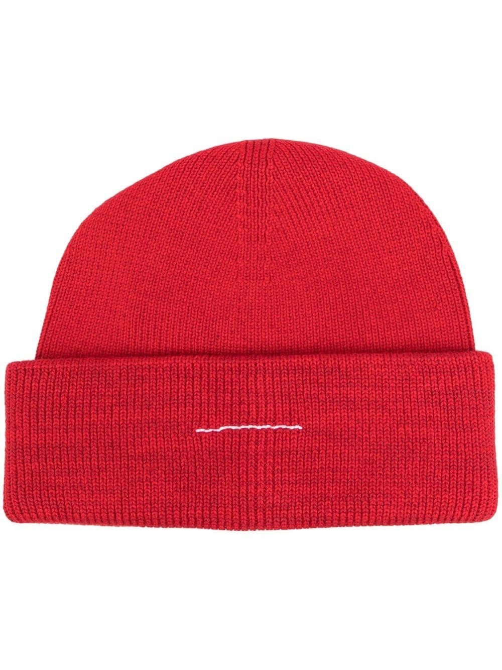 embroidered-logo knitted beanie - 1