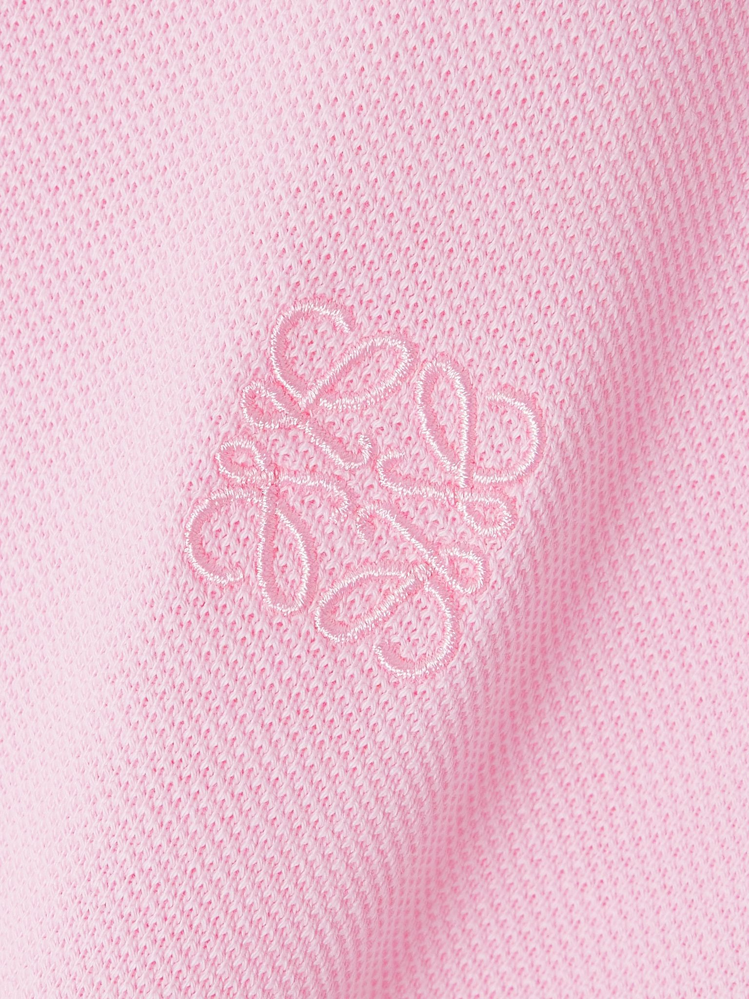 Embroidered cotton-piqué polo shirt Pink - 4