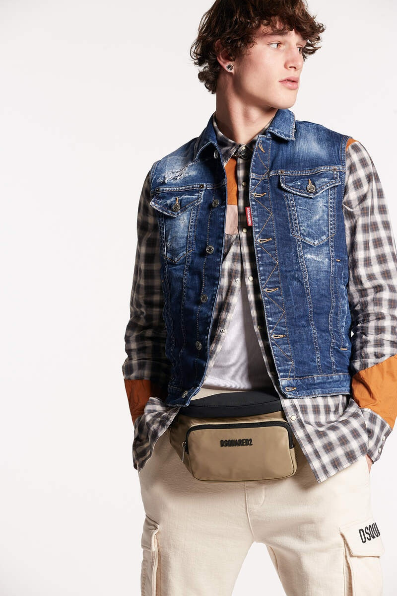 MEDIUM RED SPOTS WASH DAN JEAN VEST 1