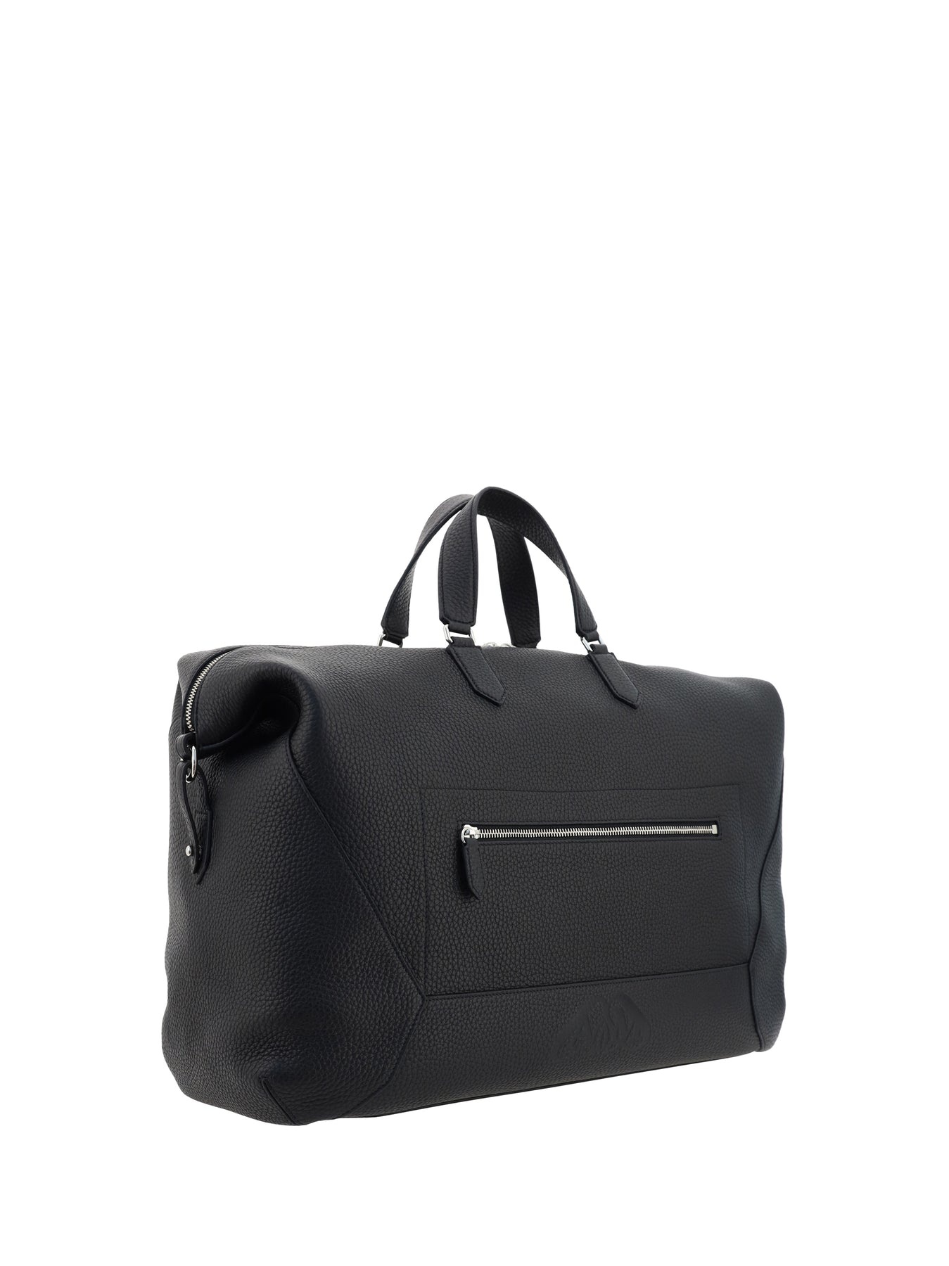 Leather duffle bag with logo print - 3