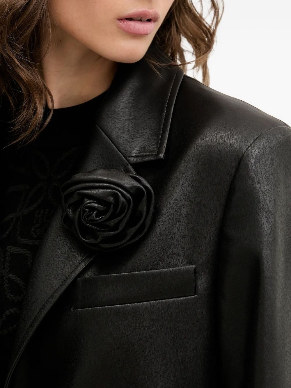 rose-embellished blazer - 5