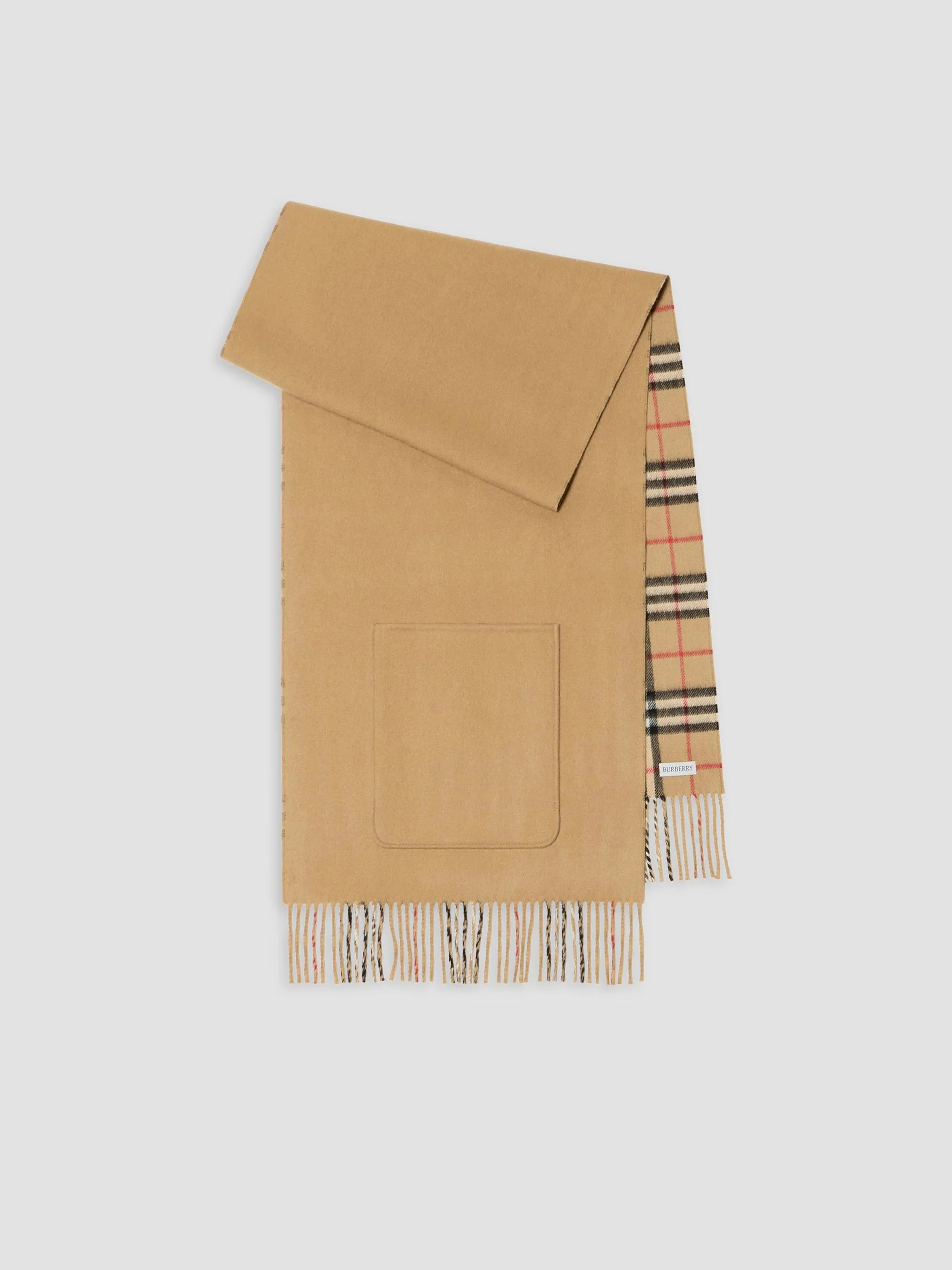 Women's Pocket Wool-Cashmere Scarf - Beige - 1