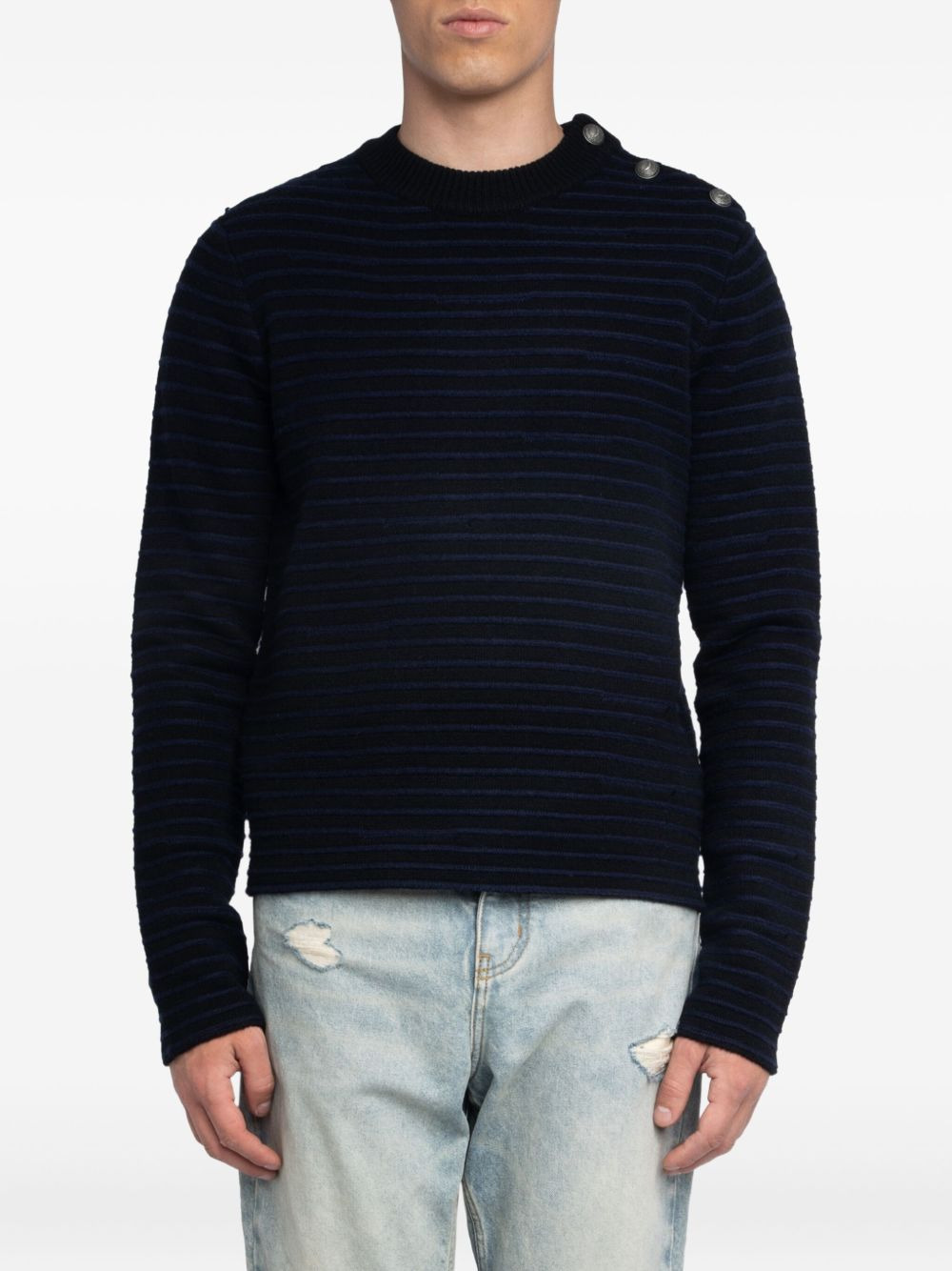 striped button-detailed sweater - 4