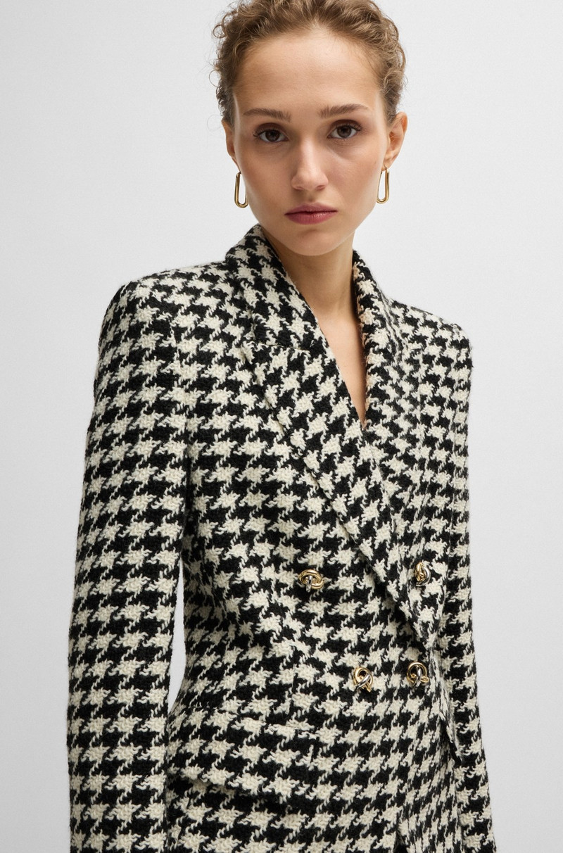 SLIM-FIT JACKET IN HOUNDSTOOTH FABRIC WITH METALLIC TRIMS 5