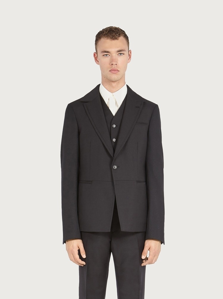 SINGLE BREASTED WOOL AND MOHAIR BLAZER - 2