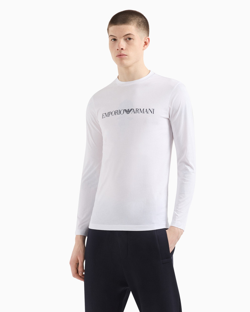 EMPORIO ARMANI Pima-jersey jumper with printed logo outlook