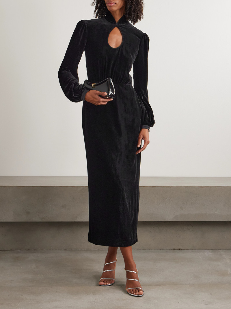 SALONI Domino Cutout Velvet Turtleneck Midi Dress outlook