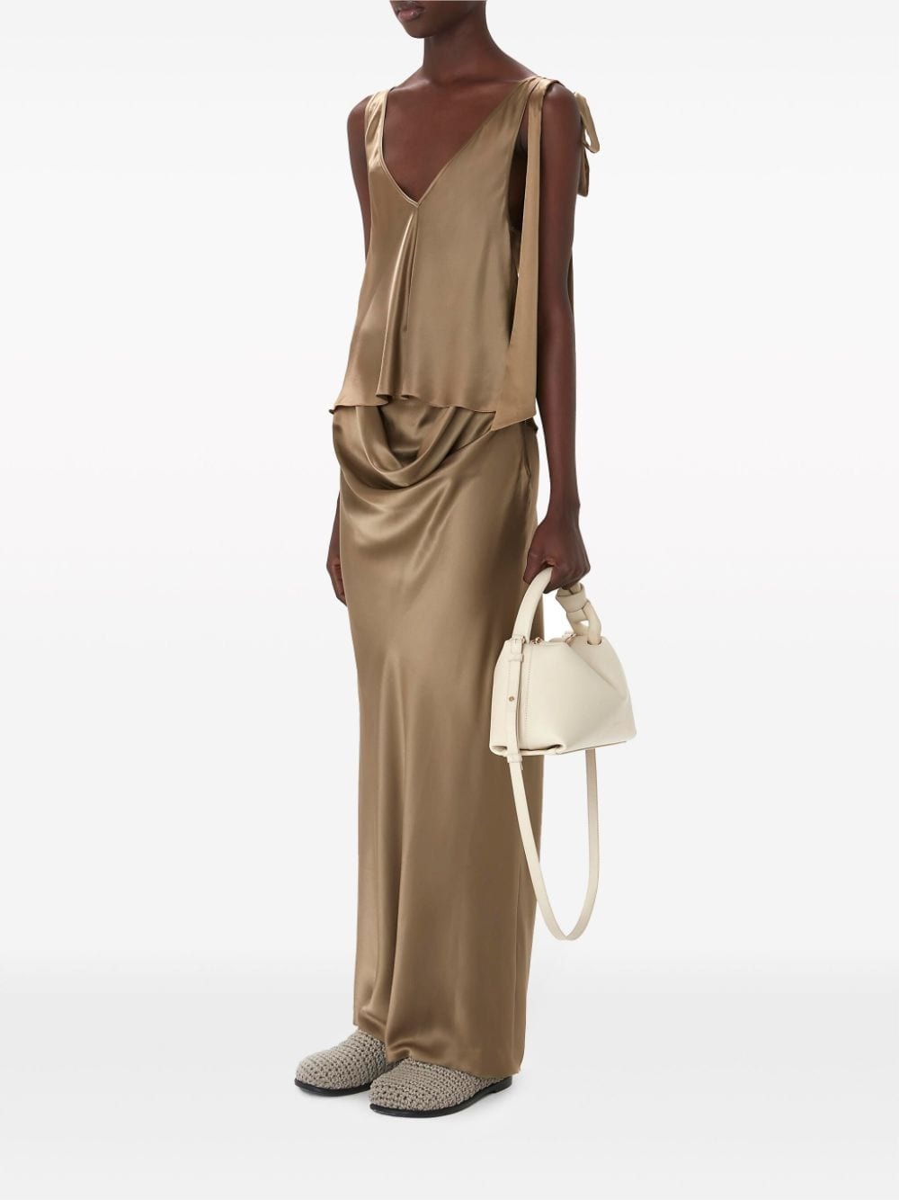 cowl-effect silk maxi skirt - 2