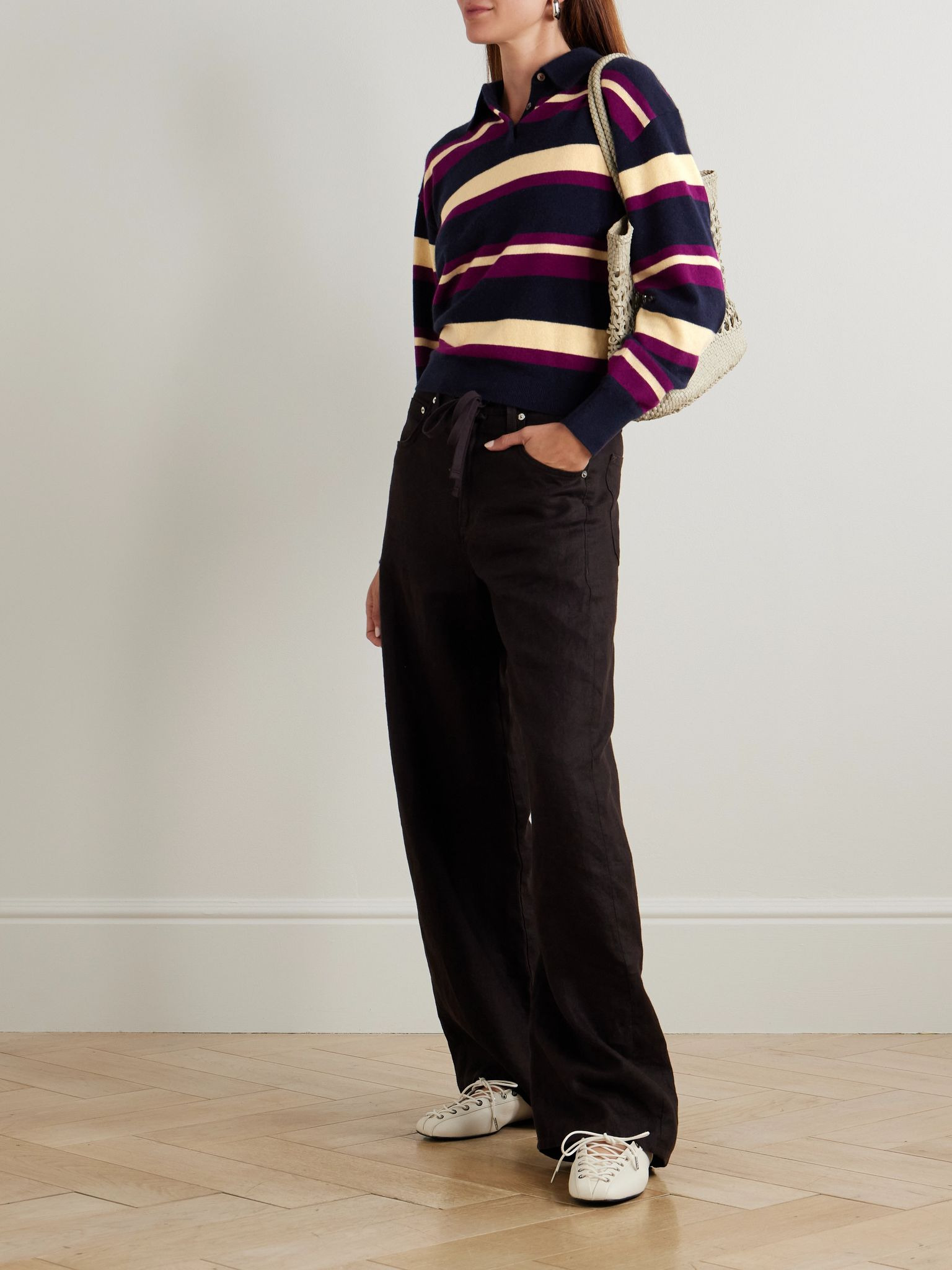 Striped cashmere polo sweater Multi - 2