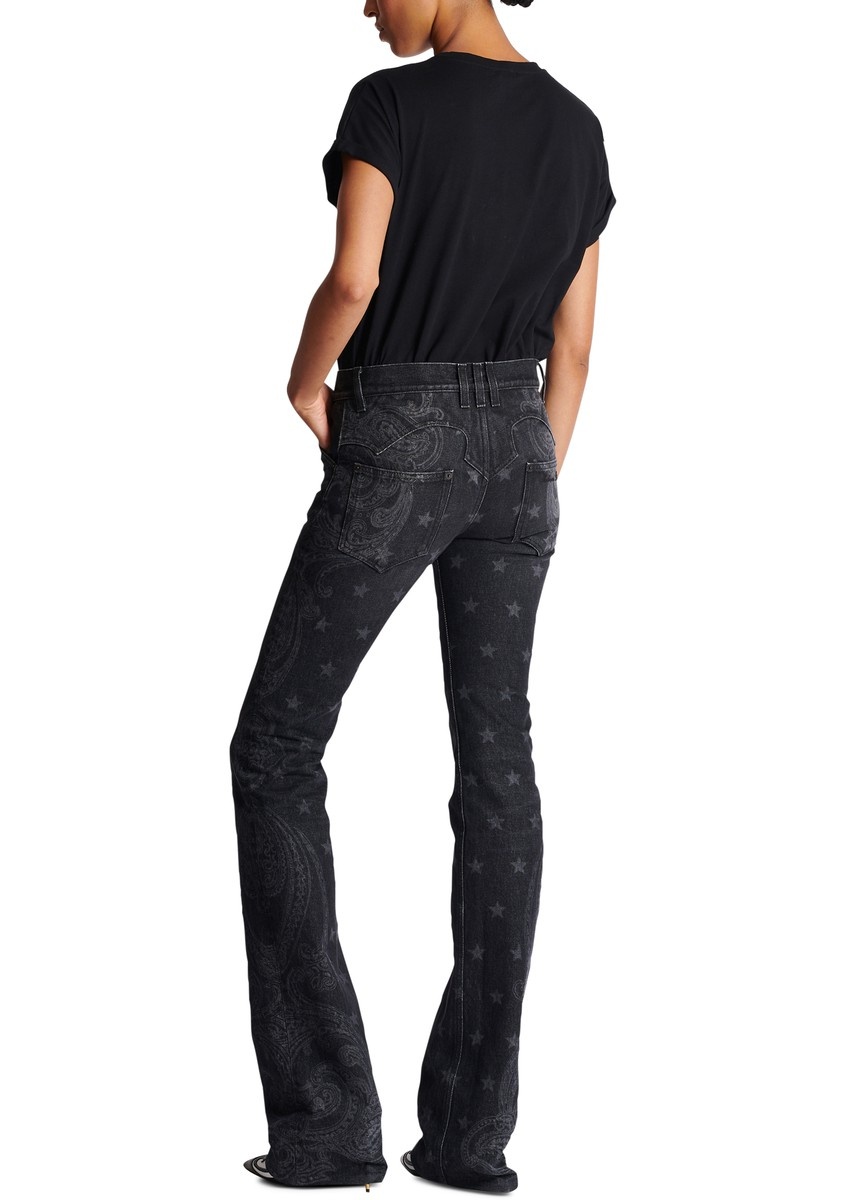 Stars and Paisley Print Denim Jeans - 3