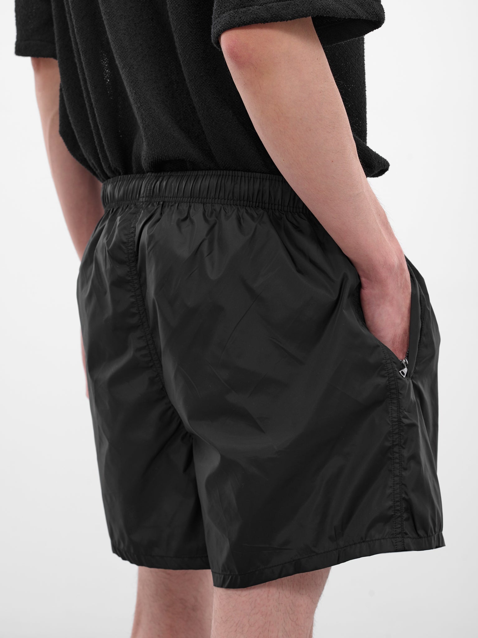 Black Drape Tech Nylon Trunks - 5