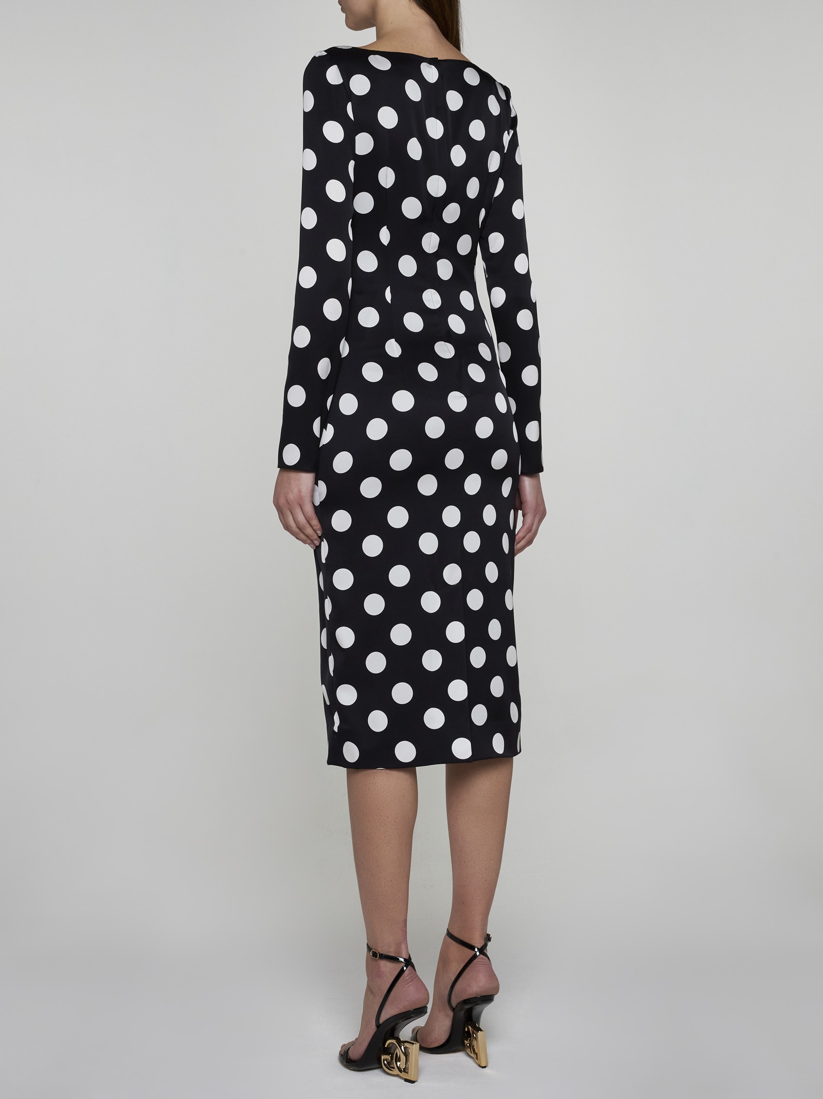 Polka dot print silk midi dress - 3