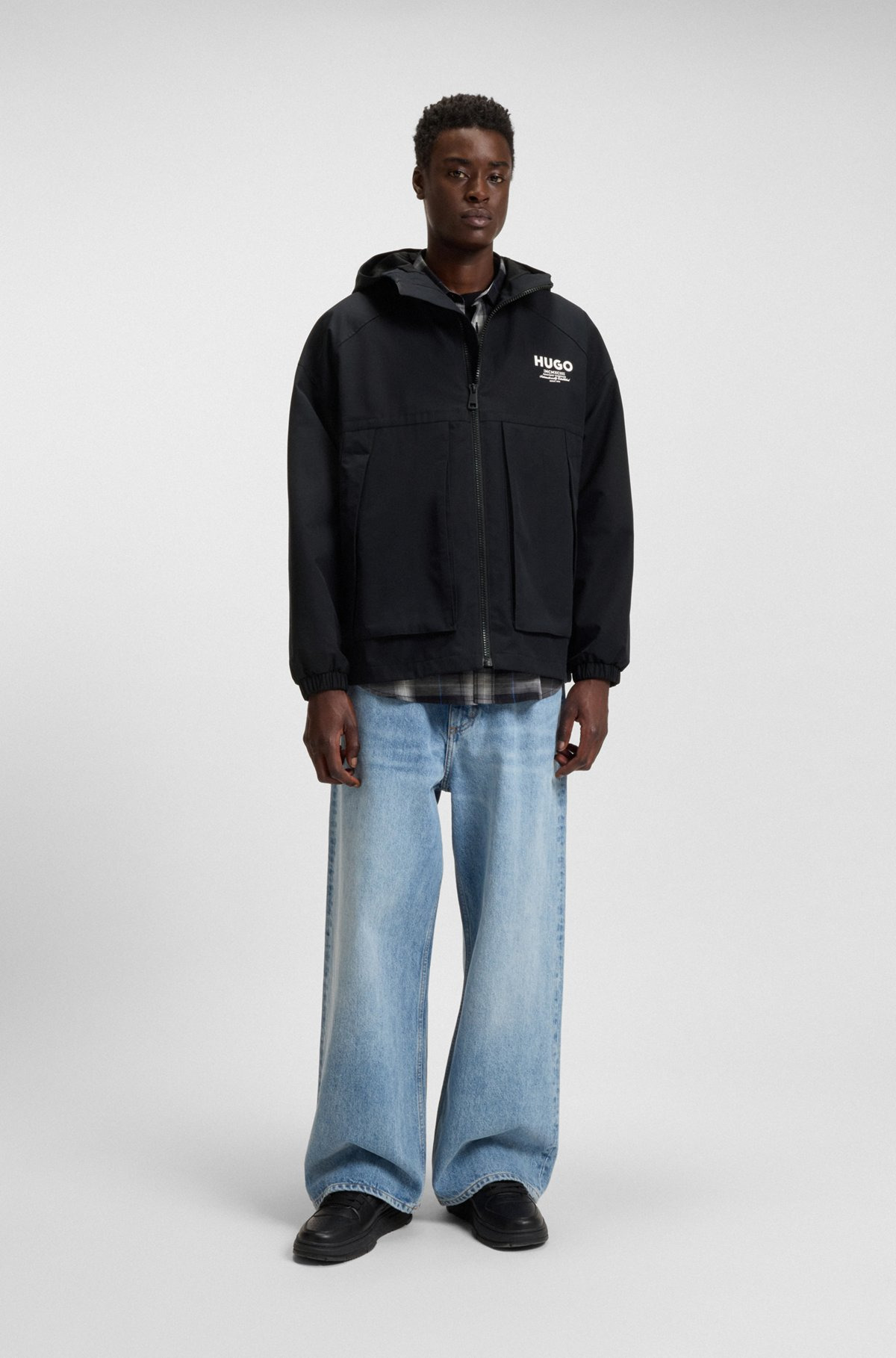 WATER-REPELLENT HOODED JACKET WITH LOGO PRINTS - 3