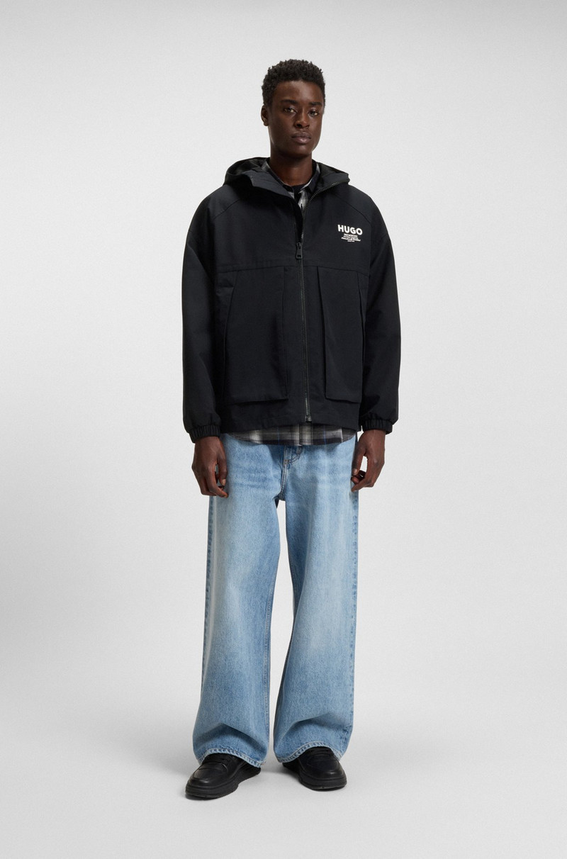 HUGO WATER-REPELLENT HOODED JACKET WITH LOGO PRINTS outlook