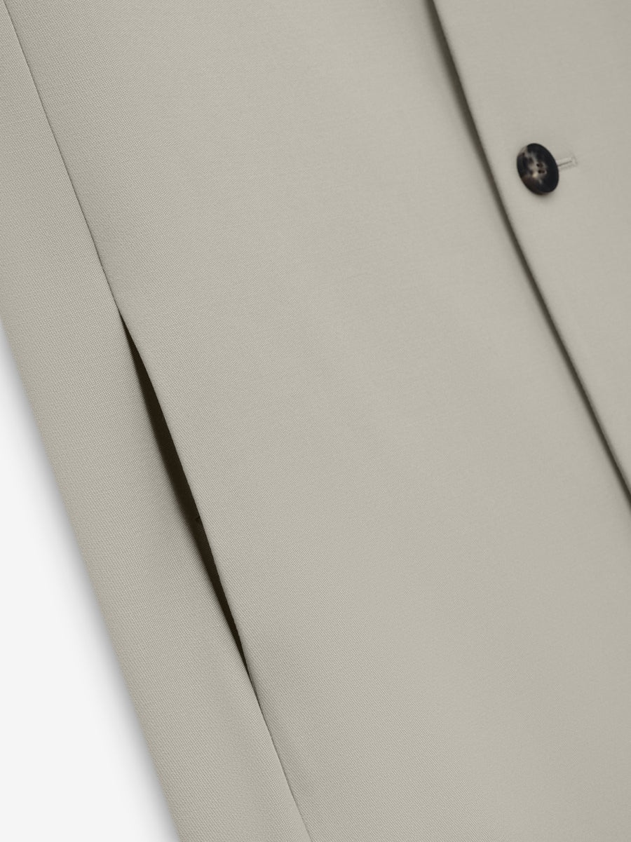 Wool Gabardine Lapelless Suit Jacket - 4