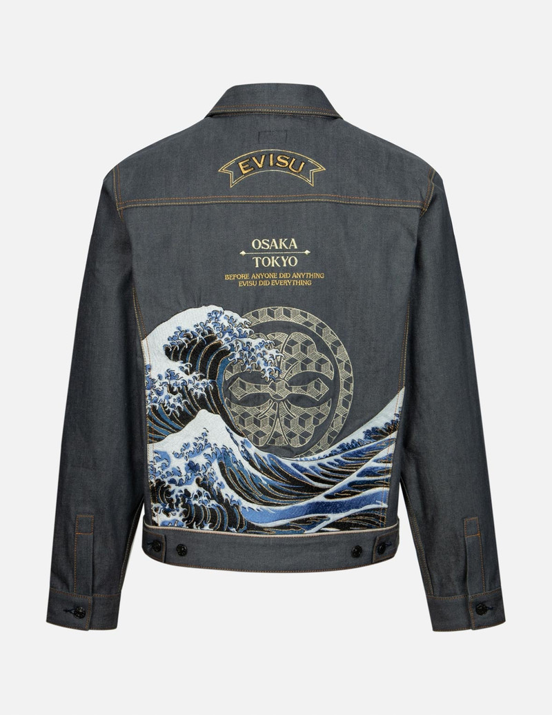EVISU SEAGULL AND THE GREAT WAVE EMBROIDERY REGULAR FIT DENIM JACKET outlook