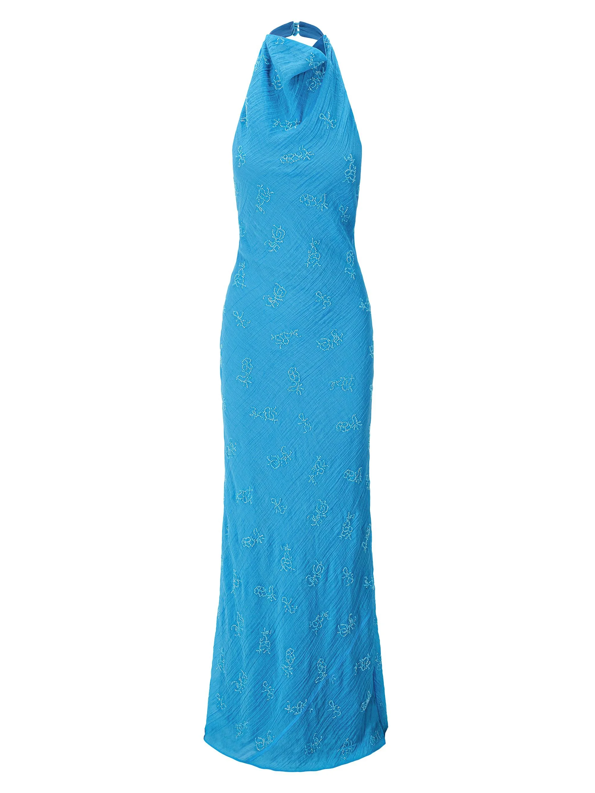Women's Roselle Beaded Draped Gown - Pacific - 1