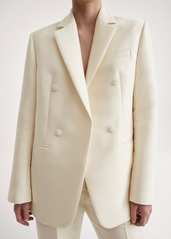 Relaxed wool suit jacket macadamia - 5