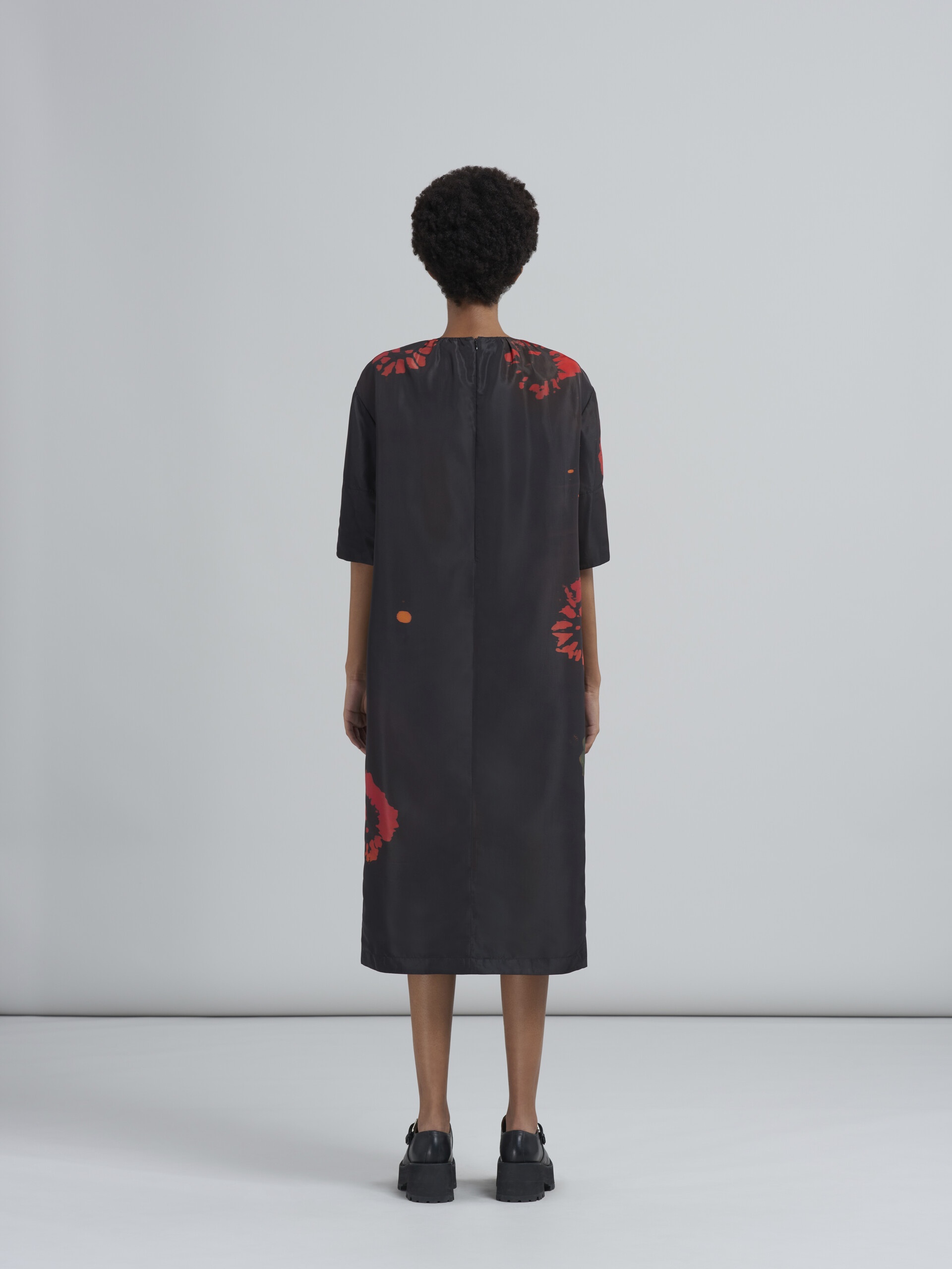 SUNFLOWER PRINT FAILLE DRESS - 3