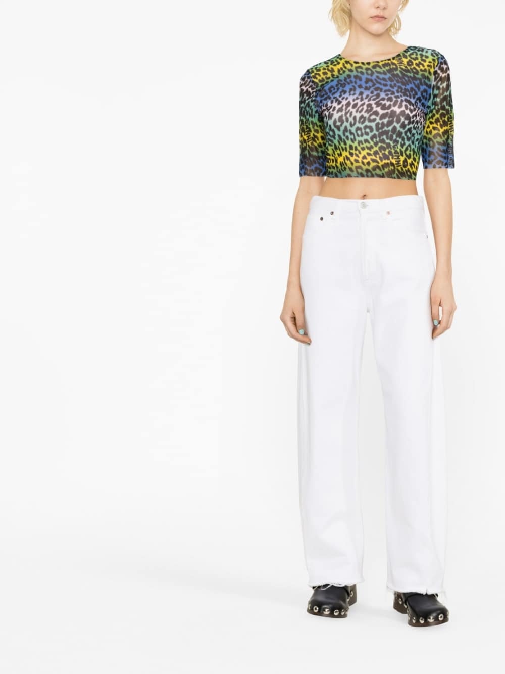 leopard-print crop T-shirt - 2