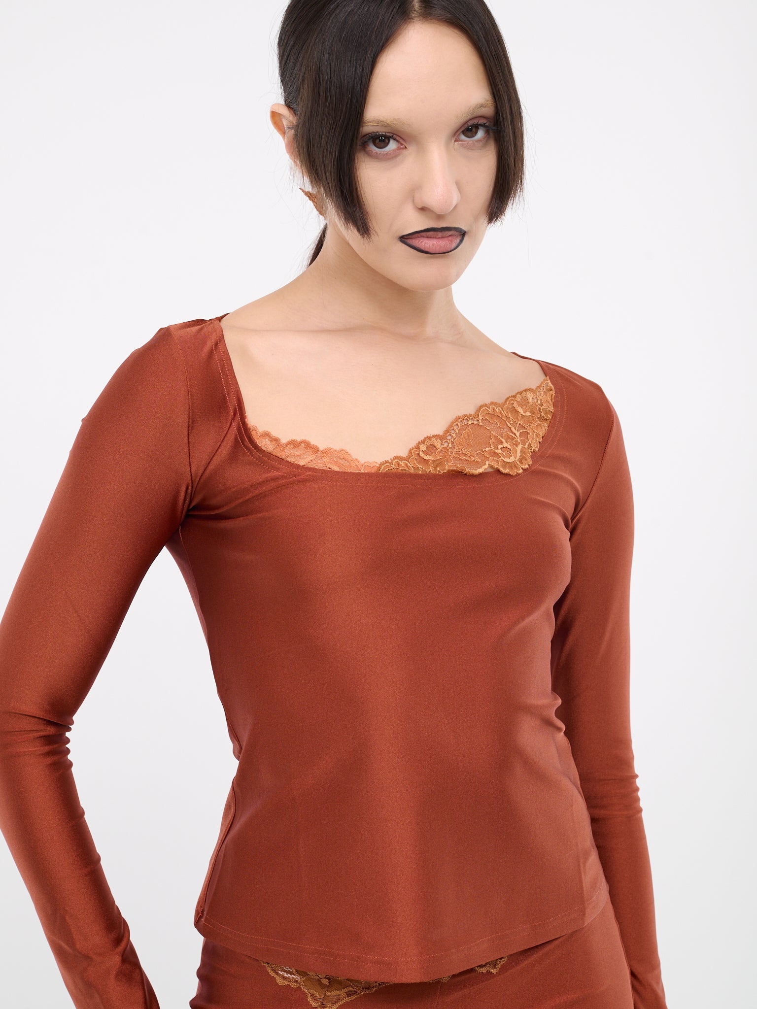 Asymmetric Lace Trim Top - 5
