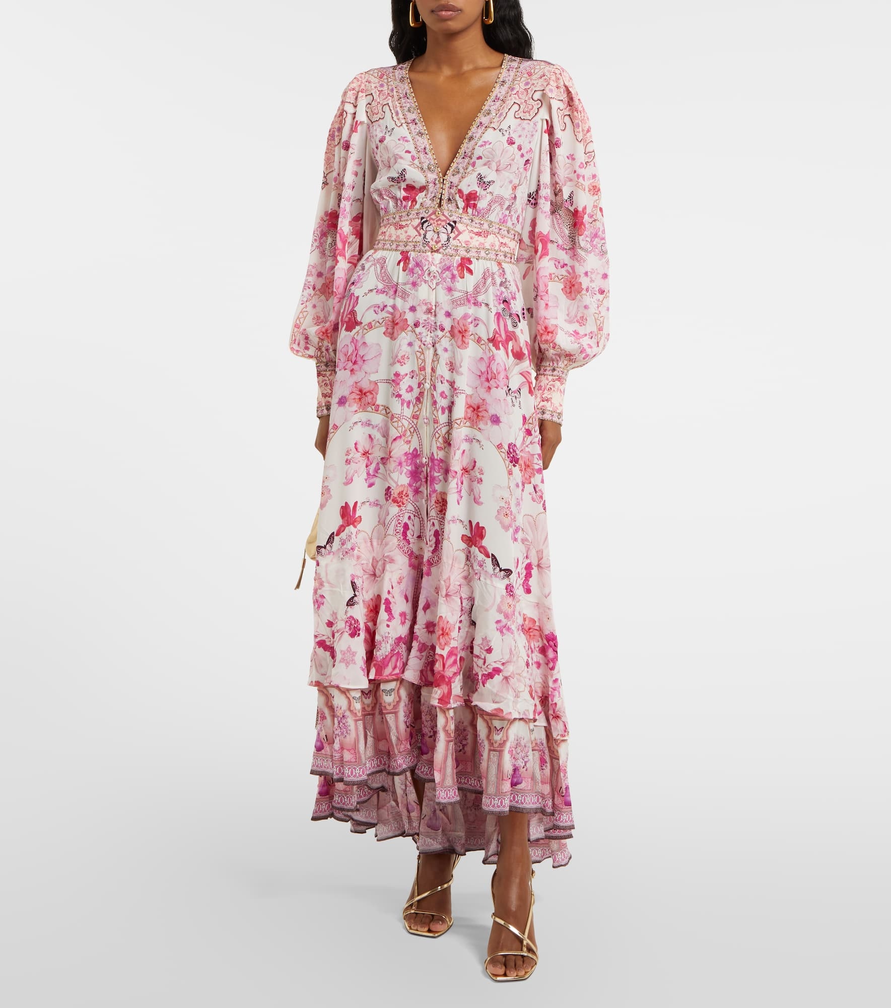 Embellished floral silk maxi dress - 2