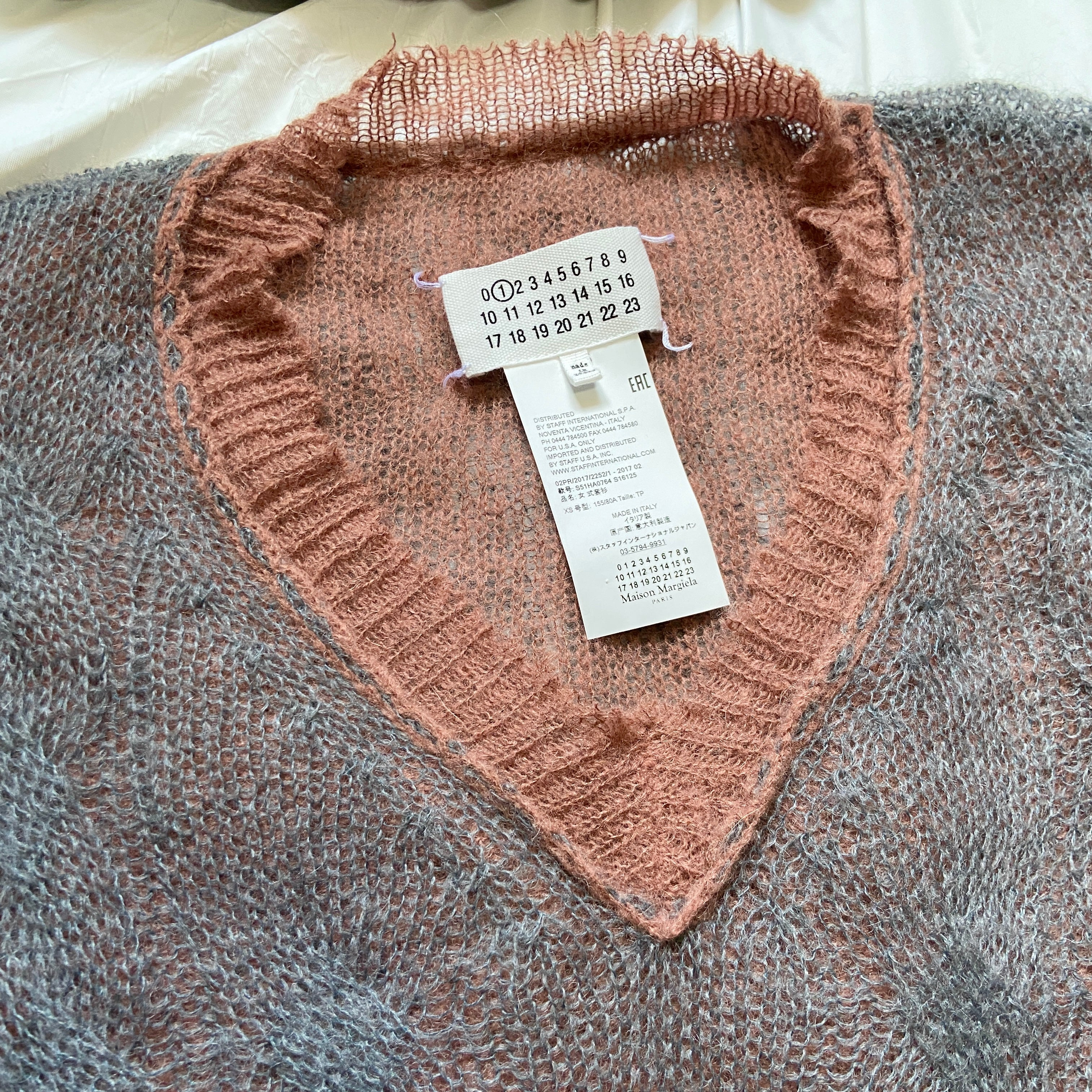 Maison Margiela FW17 oversized double mohair grunge open knit sweater - 12