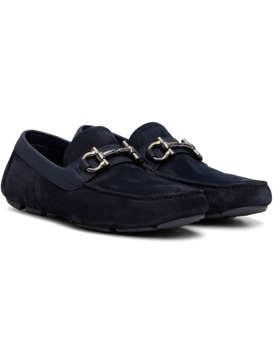 Navy Gancini Ornament Driver Loafers - 4