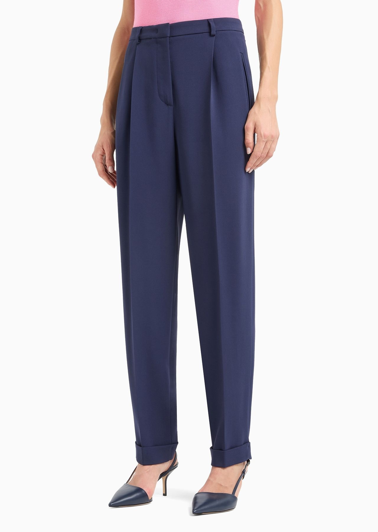 Straight-leg one-pleat trousers in viscose cady - 2