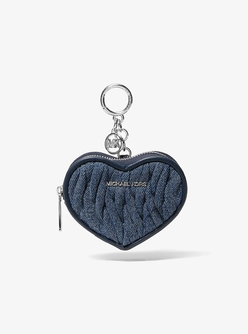 Jet Set Travel Matelassé Denim Heart Coin Pouch - 1