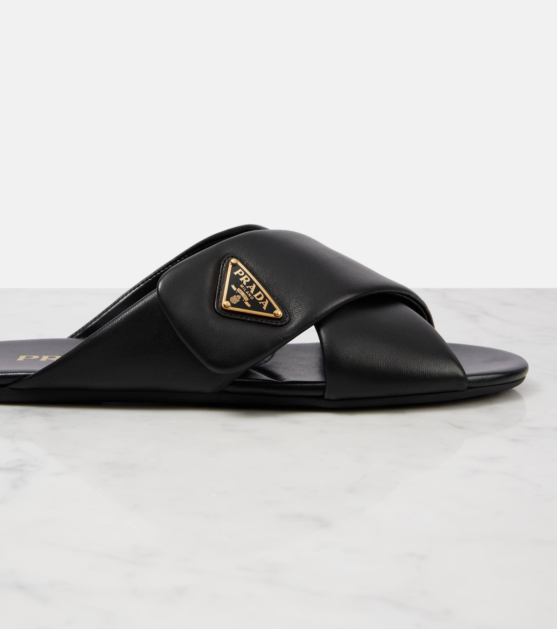 Logo leather slides - 5