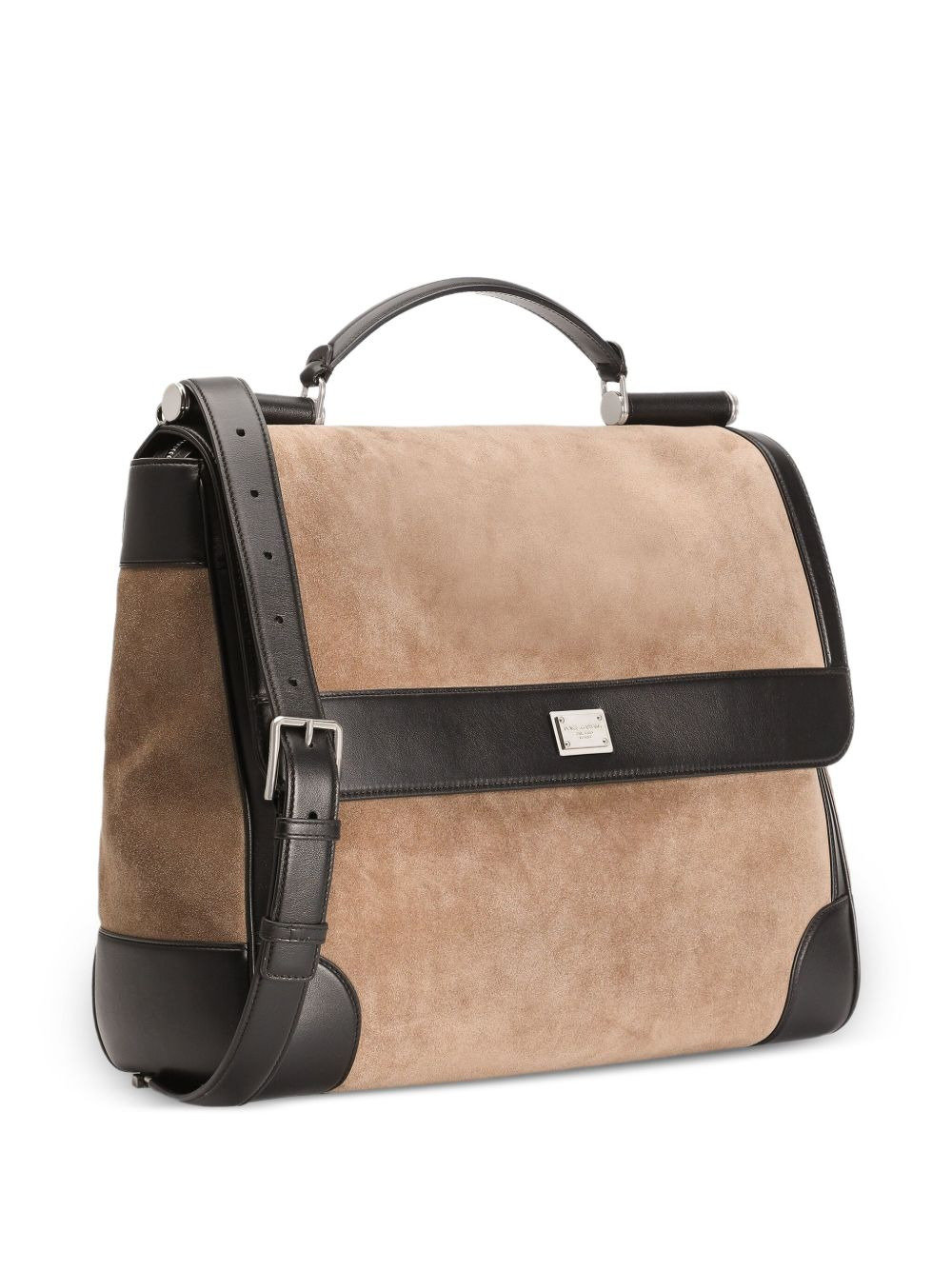 Sicily suede and leather structured shoulder bag - 4