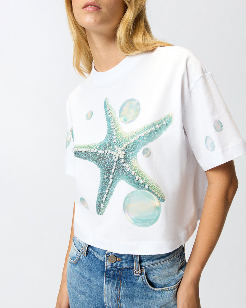 CROPPED T-SHIRT WITH PRINT AND APPLIQUÉS 5