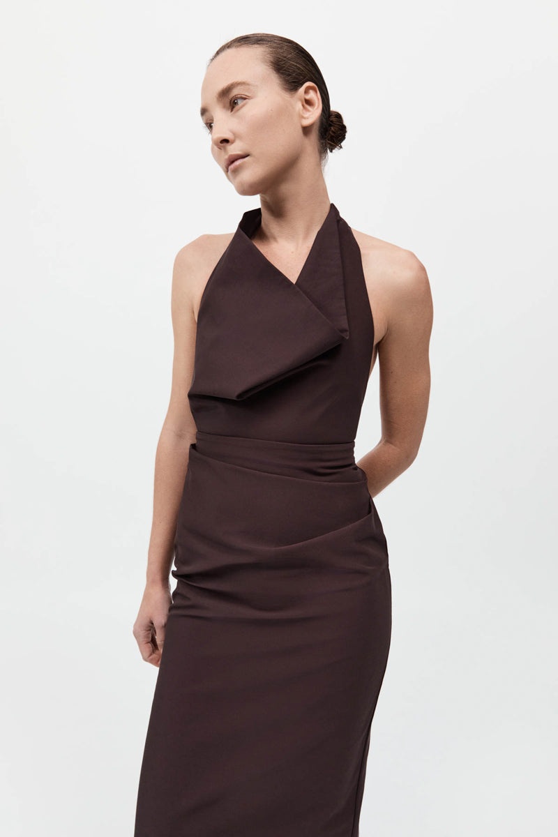 Structural Tie Dress - Port - 3