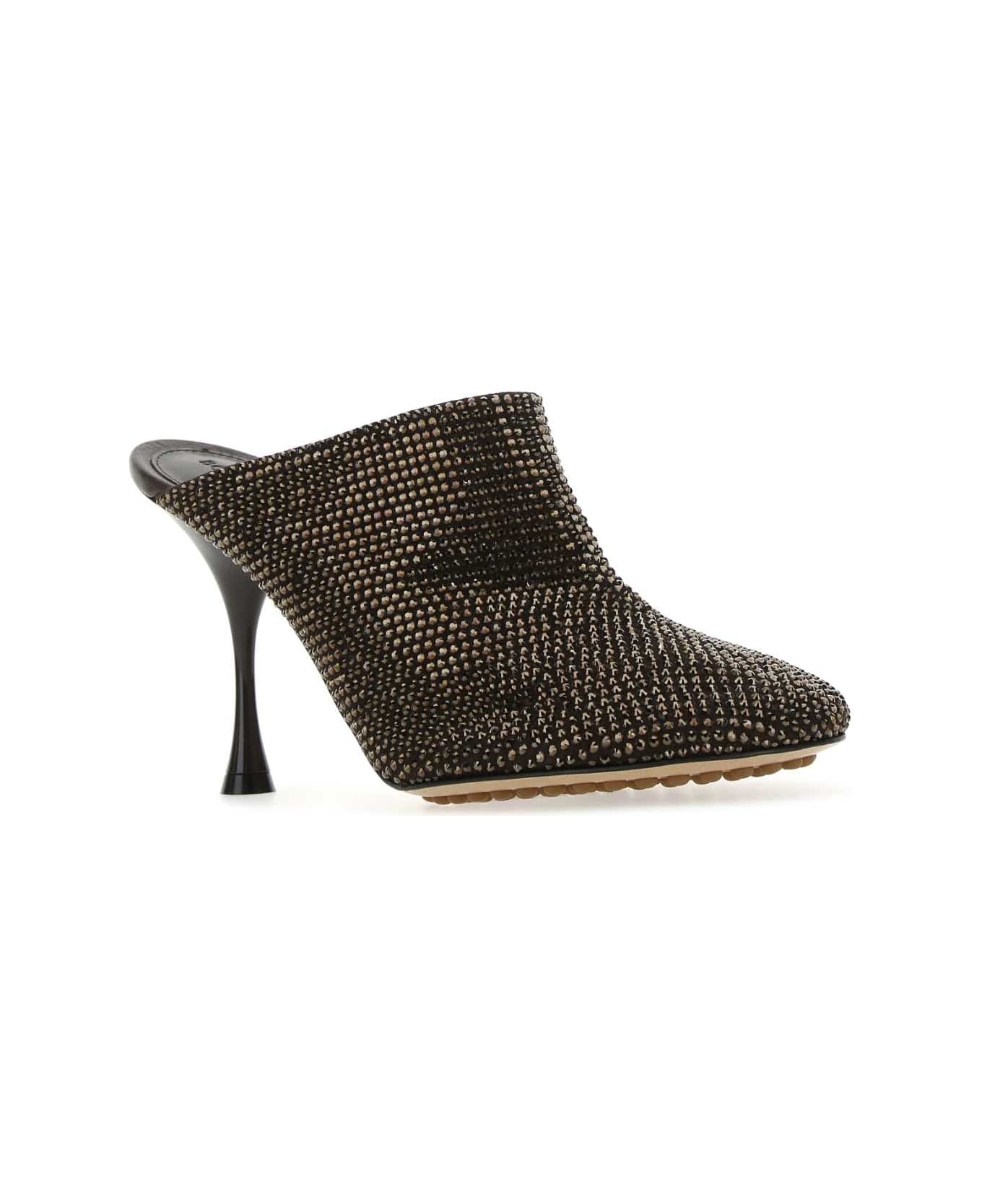 Embellished Suede Sparkle Dot Sock Mules - 2