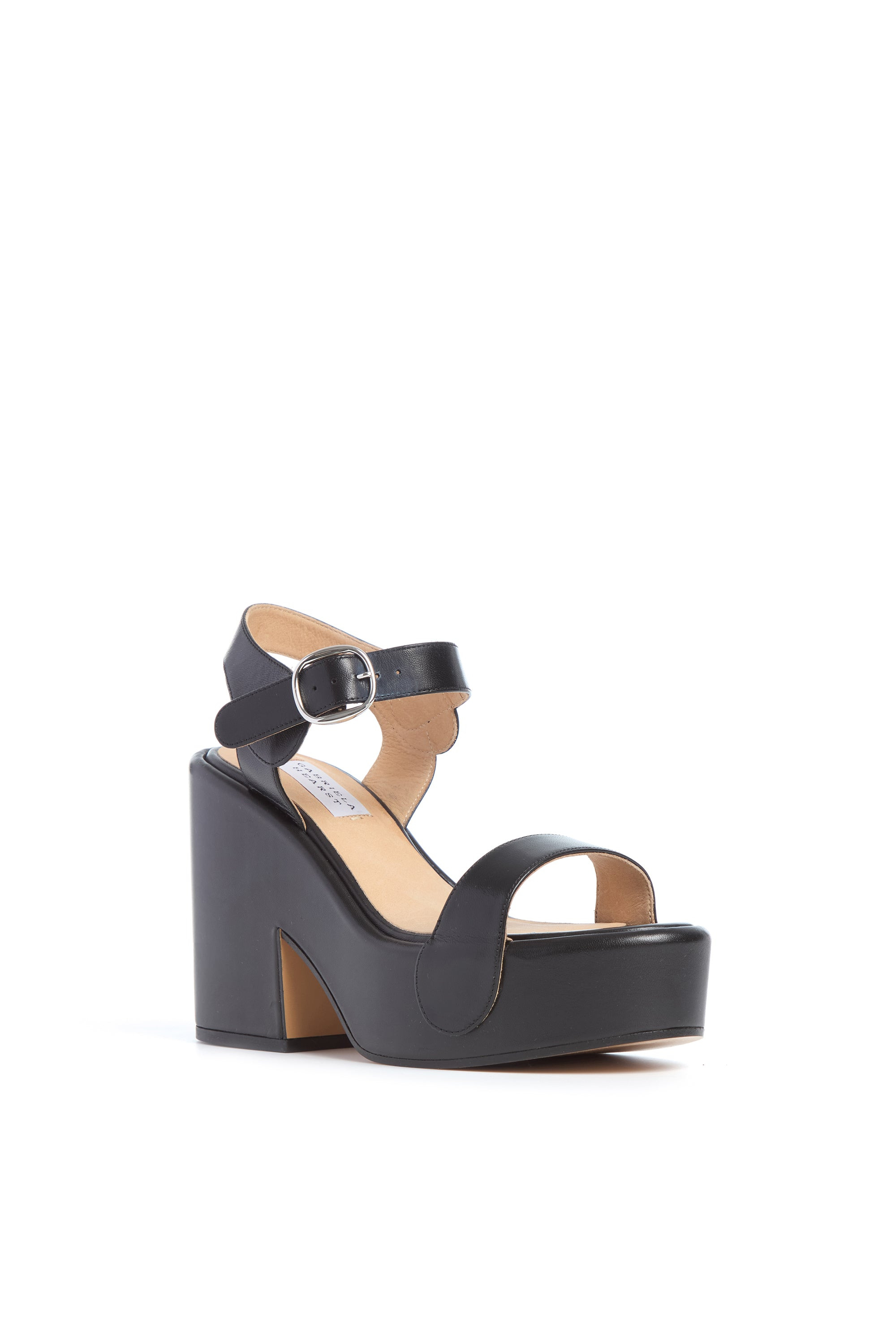 Iris Platform Sandal in Black Leather - 2