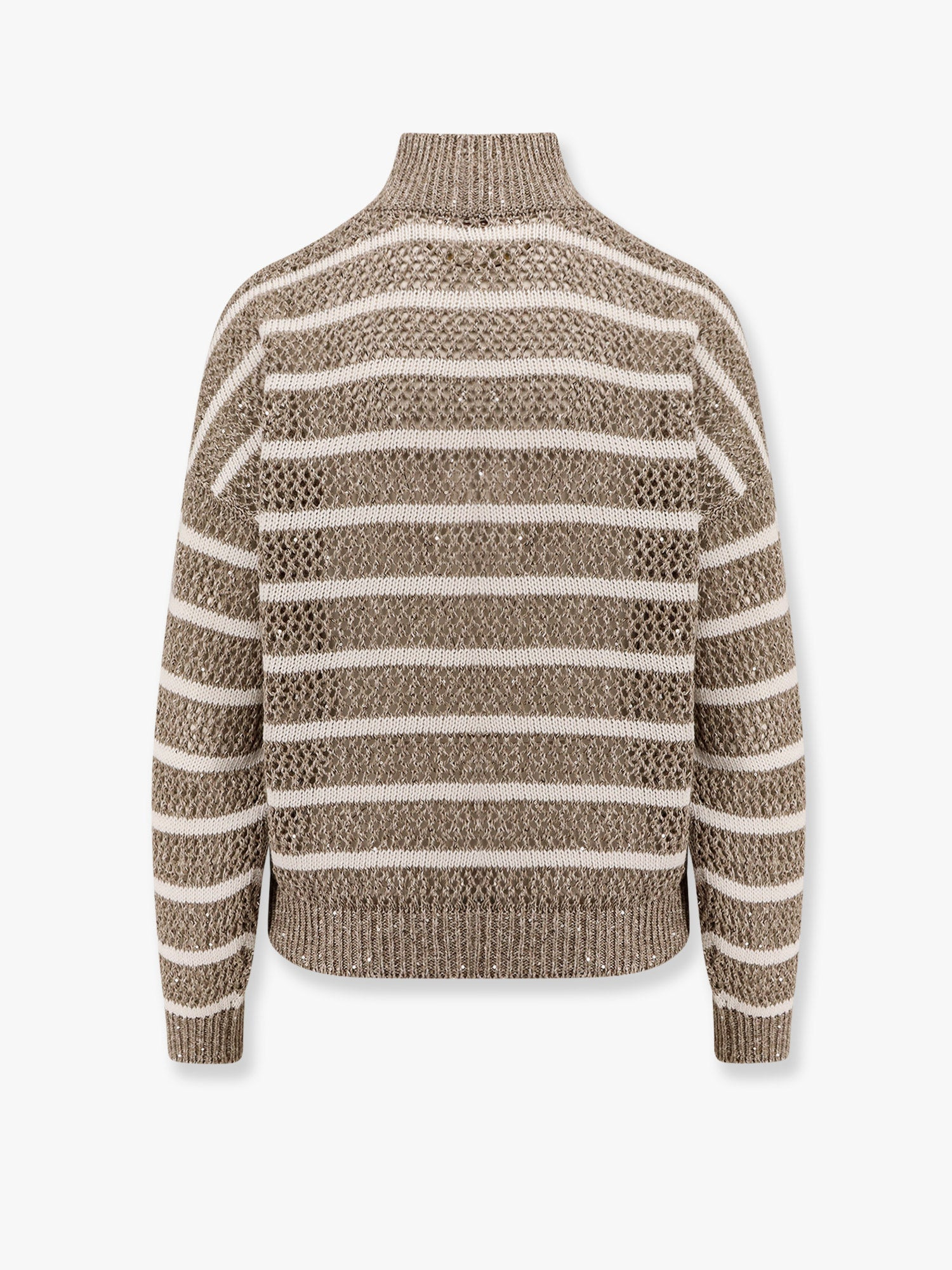 Dazzling Striped Net Linen Blend Cardigan With Sequins - 2