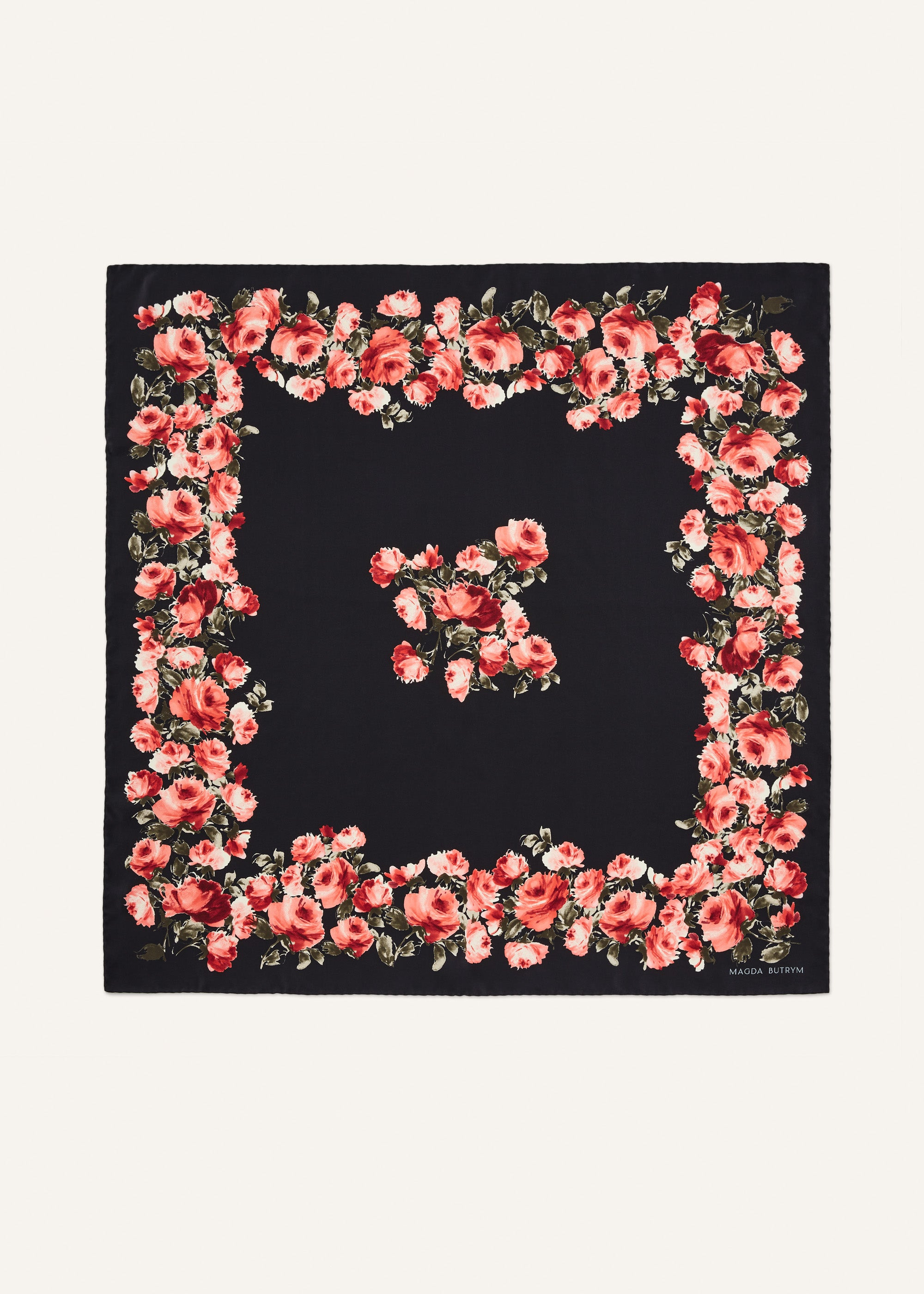 Floral-print scarf in black - 2