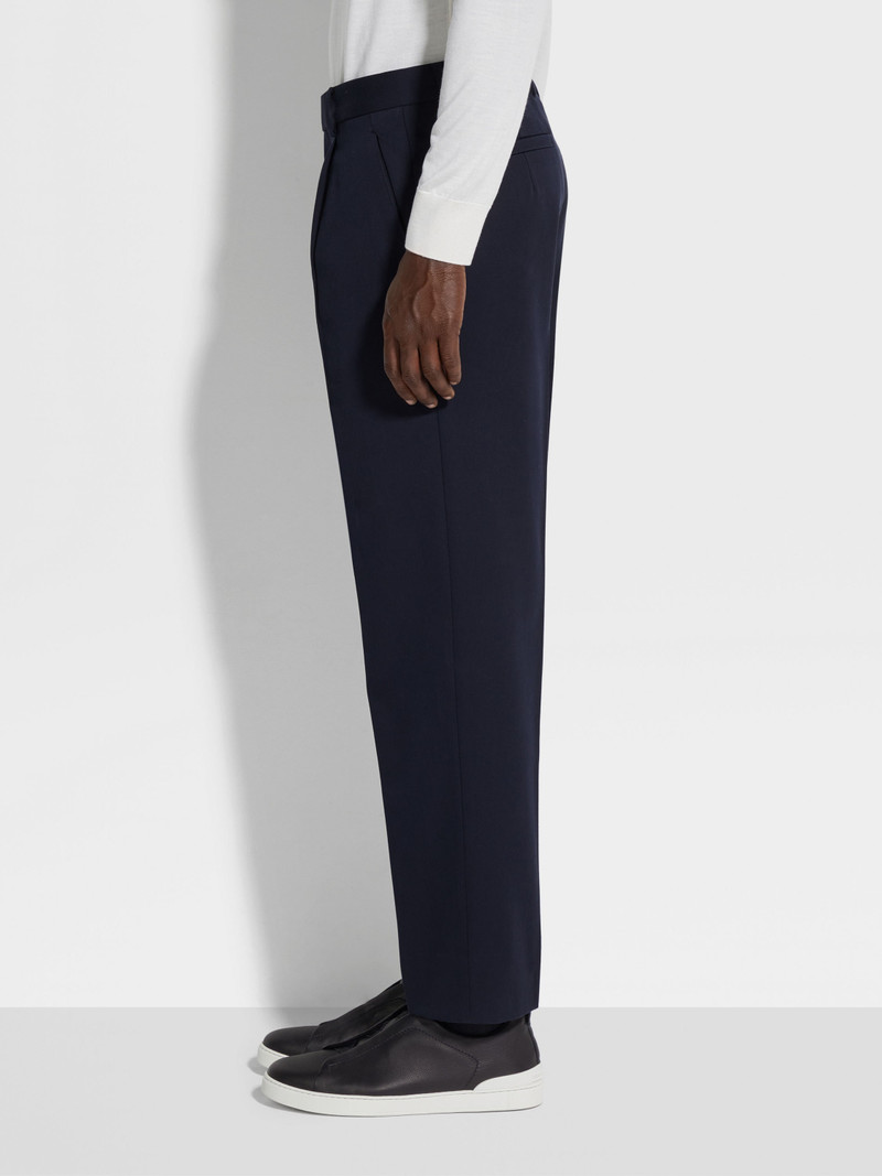 NAVY BLUE COTTON AND WOOL PANTS 4