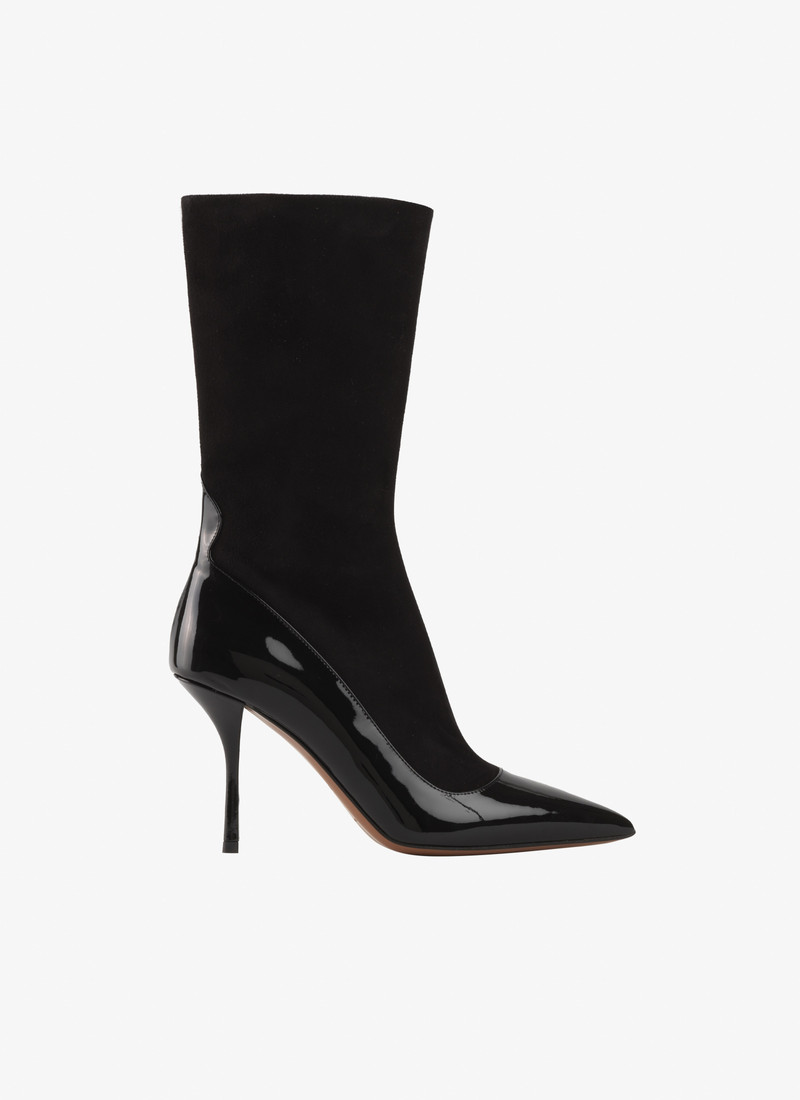 ANKLE BOOTS IN SUEDE GOATSKIN AND PATENT CALFSKIN 1