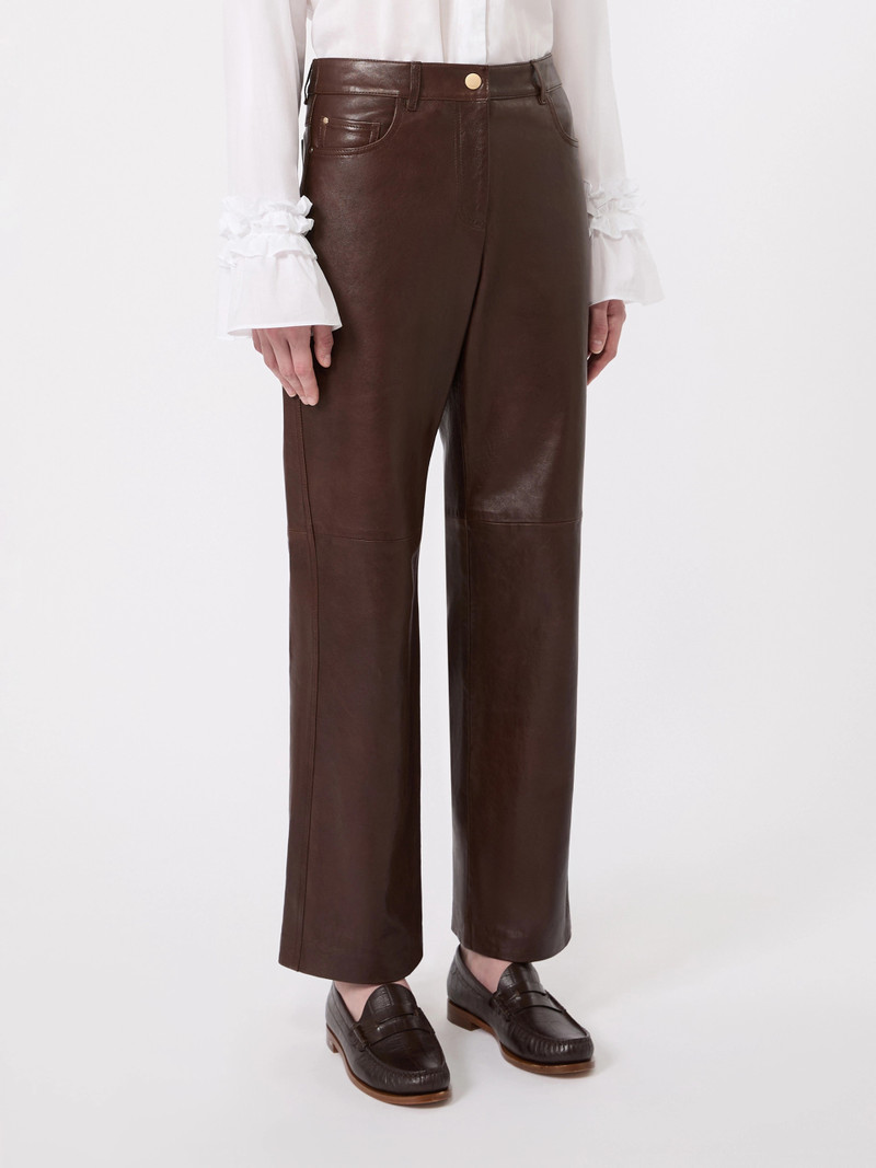 PESCA Five-pocket nappa-leather trousers - DARK BROWN 3