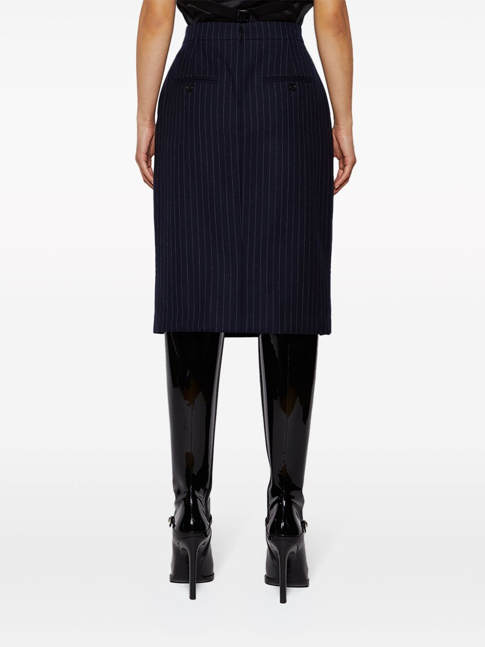 pinstripe-pattern silk skirt - 5