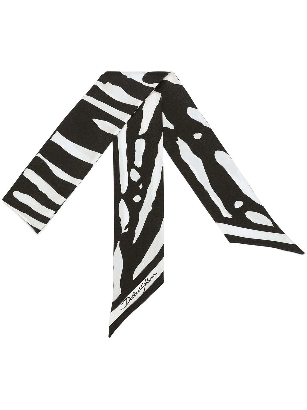 zebra-print twill scarf - 2