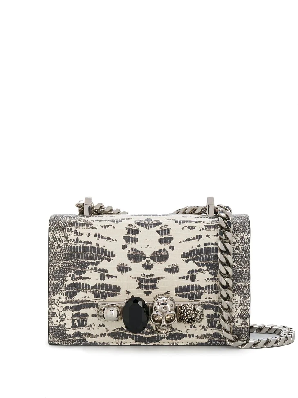 embellished snake-effect crossbody bag - 1