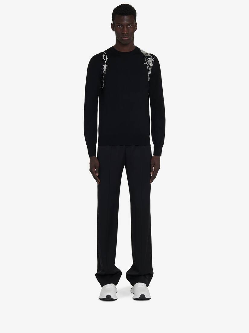 Men's Pressed Flower Harness Jumper in Black/ivory - 3