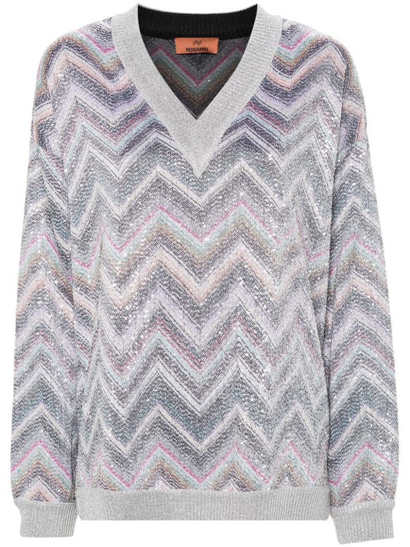 zigzag sequin-embellished jumper 1